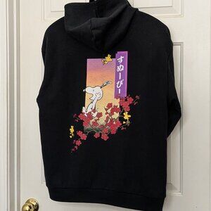 Peanuts Charlie Brown Cartoon Character Black Adult Spring Hoodie Size L .